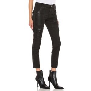 Joie Okana B Cropped Cargo Skinny Ankle Pant in Caviar Black Size 29